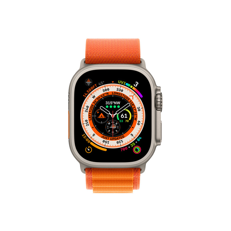 Apple Watch Ultra (GPS + Cellular) 49mm Titanium Case with Orange Alpine Loop