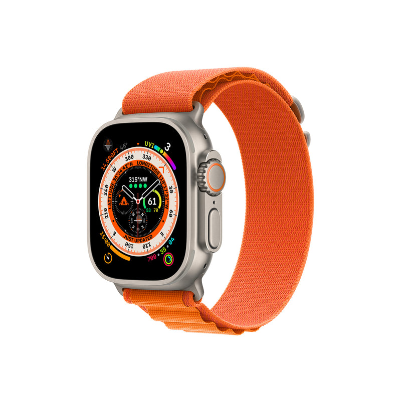 Apple Watch Ultra (GPS + Cellular) 49mm Titanium Case with Orange Alpine Loop